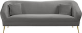 Hermosa Velvet Sofa - Elegant Mid-Century Design with Sleek Curved Arms and Luxurious Gold Legs