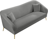 Hermosa Velvet Sofa - Elegant Mid-Century Design with Sleek Curved Arms and Luxurious Gold Legs