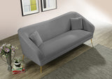 Hermosa Velvet Sofa - Elegant Mid-Century Design with Sleek Curved Arms and Luxurious Gold Legs