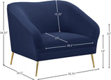 Hermosa Velvet Chair - Luxurious Mid-Century Design with Elegant Gold Legs and Curved Back for Style