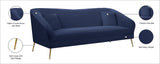 Hermosa Velvet Sofa - Elegant Mid-Century Design with Sleek Curved Arms and Luxurious Gold Legs