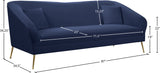 Hermosa Velvet Sofa - Elegant Mid-Century Design with Sleek Curved Arms and Luxurious Gold Legs