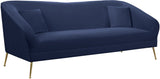 Hermosa Velvet Sofa - Elegant Mid-Century Design with Sleek Curved Arms and Luxurious Gold Legs