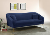 Hermosa Velvet Sofa - Elegant Mid-Century Design with Sleek Curved Arms and Luxurious Gold Legs