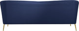 Hermosa Velvet Sofa - Elegant Mid-Century Design with Sleek Curved Arms and Luxurious Gold Legs