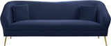 Hermosa Velvet Sofa - Elegant Mid-Century Design with Sleek Curved Arms and Luxurious Gold Legs