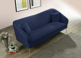 Hermosa Velvet Sofa - Elegant Mid-Century Design with Sleek Curved Arms and Luxurious Gold Legs
