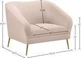 Hermosa Velvet Chair - Luxurious Mid-Century Design with Elegant Gold Legs and Curved Back for Style