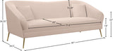 Hermosa Velvet Sofa - Elegant Mid-Century Design with Sleek Curved Arms and Luxurious Gold Legs