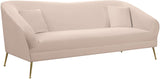 Hermosa Velvet Sofa - Elegant Mid-Century Design with Sleek Curved Arms and Luxurious Gold Legs