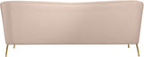 Hermosa Velvet Sofa - Elegant Mid-Century Design with Sleek Curved Arms and Luxurious Gold Legs