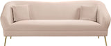 Hermosa Velvet Sofa - Elegant Mid-Century Design with Sleek Curved Arms and Luxurious Gold Legs