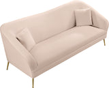 Hermosa Velvet Sofa - Elegant Mid-Century Design with Sleek Curved Arms and Luxurious Gold Legs