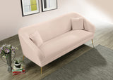 Hermosa Velvet Sofa - Elegant Mid-Century Design with Sleek Curved Arms and Luxurious Gold Legs