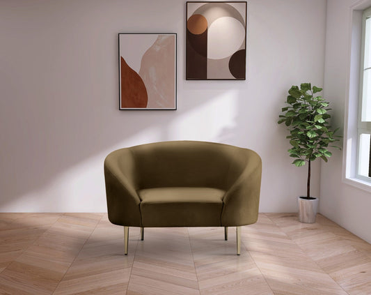 Ritz Elegant Velvet Chair with Gold Legs - Chic Curved Design for Contemporary Home Decor Style