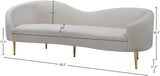 Ritz Elegant Velvet Sofa with Gold Metal Legs - Contemporary Curved Design for Chic Living Rooms