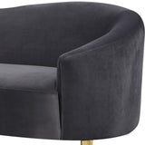 Ritz Elegant Velvet Sofa with Gold Metal Legs - Contemporary Curved Design for Chic Living Rooms
