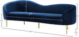 Ritz Elegant Velvet Sofa with Gold Metal Legs - Contemporary Curved Design for Chic Living Rooms