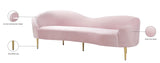 Ritz Elegant Velvet Sofa with Gold Metal Legs - Contemporary Curved Design for Chic Living Rooms