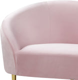 Ritz Elegant Velvet Sofa with Gold Metal Legs - Contemporary Curved Design for Chic Living Rooms