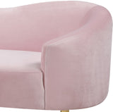 Ritz Elegant Velvet Sofa with Gold Metal Legs - Contemporary Curved Design for Chic Living Rooms