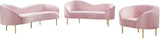 Ritz Elegant Velvet Sofa with Gold Metal Legs - Contemporary Curved Design for Chic Living Rooms