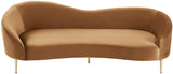 Ritz Elegant Velvet Sofa with Gold Metal Legs - Contemporary Curved Design for Chic Living Rooms