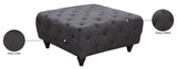 Chesterfield Contemporary Ottoman – Elegant Linen Textured Fabric, Stylish Nailheads & Plush Comfort