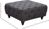 Chesterfield Contemporary Ottoman – Elegant Linen Textured Fabric, Stylish Nailheads & Plush Comfort