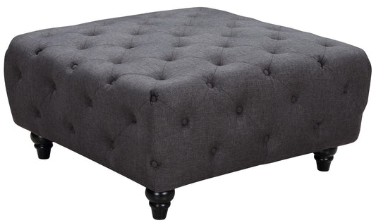 Chesterfield Contemporary Ottoman – Elegant Linen Textured Fabric, Stylish Nailheads & Plush Comfort