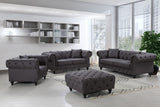 Chesterfield Contemporary Ottoman – Elegant Linen Textured Fabric, Stylish Nailheads & Plush Comfort