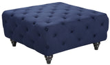 Chesterfield Contemporary Ottoman – Elegant Linen Textured Fabric, Stylish Nailheads & Plush Comfort