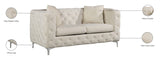Scarlett Elegant Contemporary Loveseat with Deep Tufting and Chrome Legs for Modern Living Spaces
