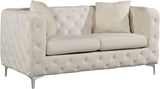 Scarlett Elegant Contemporary Loveseat with Deep Tufting and Chrome Legs for Modern Living Spaces