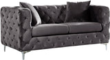 Scarlett Elegant Contemporary Loveseat with Deep Tufting and Chrome Legs for Modern Living Spaces