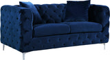 Scarlett Elegant Contemporary Loveseat with Deep Tufting and Chrome Legs for Modern Living Spaces