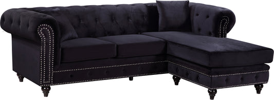 Sabrina Contemporary 2-Piece Reversible Sectional with Plush Upholstery and Chrome Nailheads