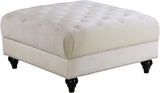 Sabrina Contemporary Ottoman - Luxurious Footrest & Extra Seating with Stylish Nailhead Trim Design