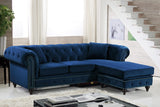 Sabrina Contemporary 2-Piece Reversible Sectional with Plush Upholstery and Chrome Nailheads