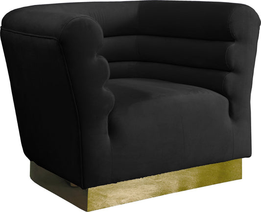 Bellini Velvet Chair - Luxurious Contemporary Design with Gold Base and Textured Channel Tufting