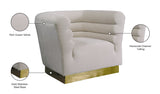 Bellini Velvet Chair - Luxurious Contemporary Design with Gold Base and Textured Channel Tufting