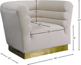 Bellini Velvet Chair - Luxurious Contemporary Design with Gold Base and Textured Channel Tufting