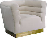 Bellini Velvet Chair - Luxurious Contemporary Design with Gold Base and Textured Channel Tufting