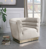 Bellini Velvet Chair - Luxurious Contemporary Design with Gold Base and Textured Channel Tufting