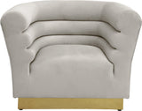 Bellini Velvet Chair - Luxurious Contemporary Design with Gold Base and Textured Channel Tufting
