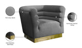 Bellini Velvet Chair - Luxurious Contemporary Design with Gold Base and Textured Channel Tufting