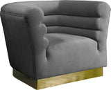 Bellini Velvet Chair - Luxurious Contemporary Design with Gold Base and Textured Channel Tufting