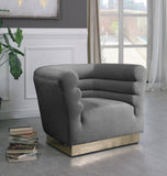 Bellini Velvet Chair - Luxurious Contemporary Design with Gold Base and Textured Channel Tufting