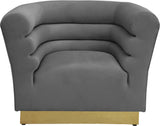 Bellini Velvet Chair - Luxurious Contemporary Design with Gold Base and Textured Channel Tufting