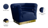 Bellini Velvet Chair - Luxurious Contemporary Design with Gold Base and Textured Channel Tufting